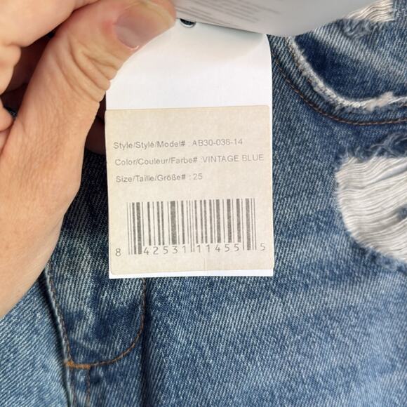 Anine Bing Jackie High Waisted Straight Leg Distressed Jean Size 25 Vintage Blue - Picture 3 of 4